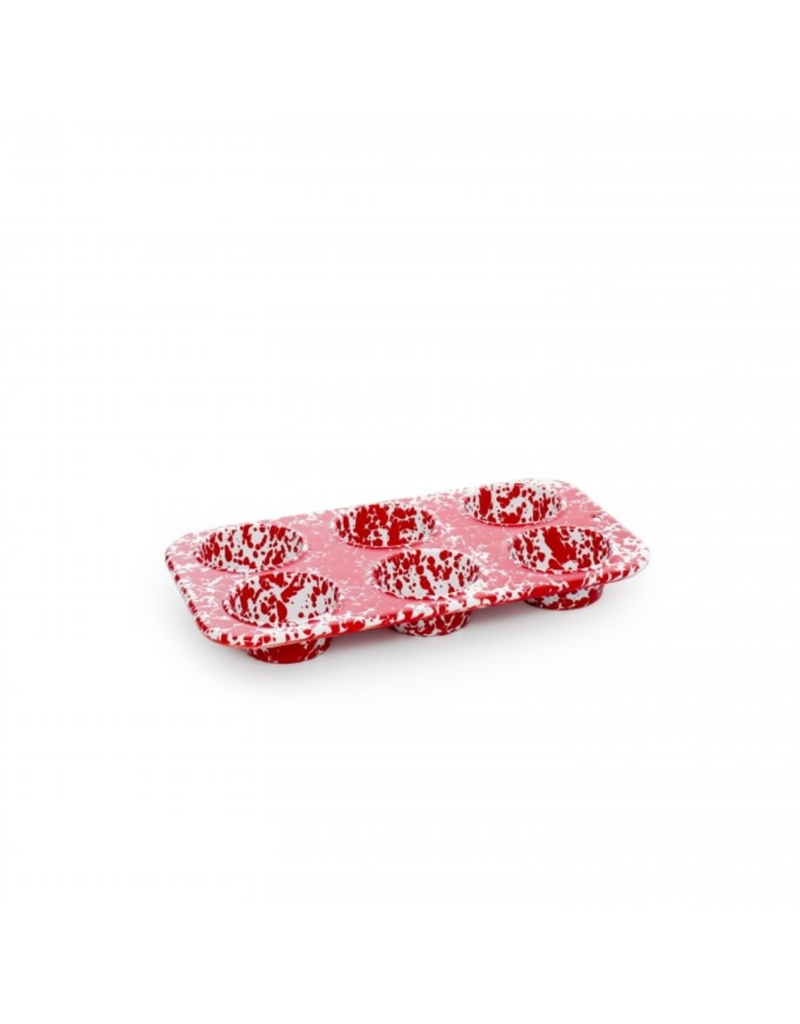 Red Marble Splatter 6 Cup Muffin Tin