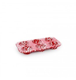 Red Marble Splatter 6 Cup Muffin Tin