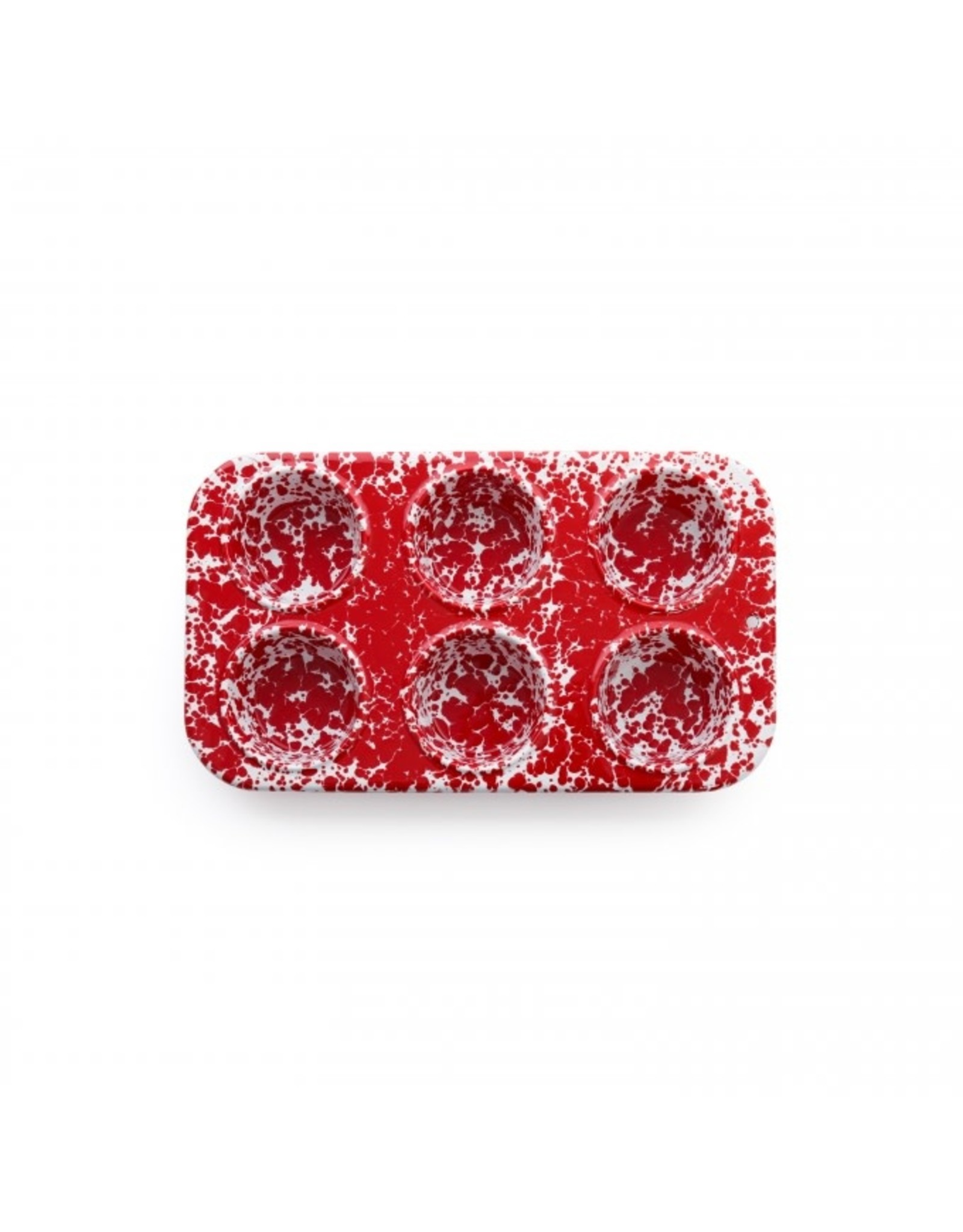 Enamelware 6 Cup Muffin Tin Splatterware Red