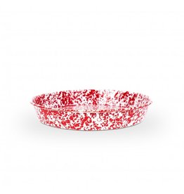 Enamelware Cocktail Tray/Deep Dish Pizza Pan Splatterware Red