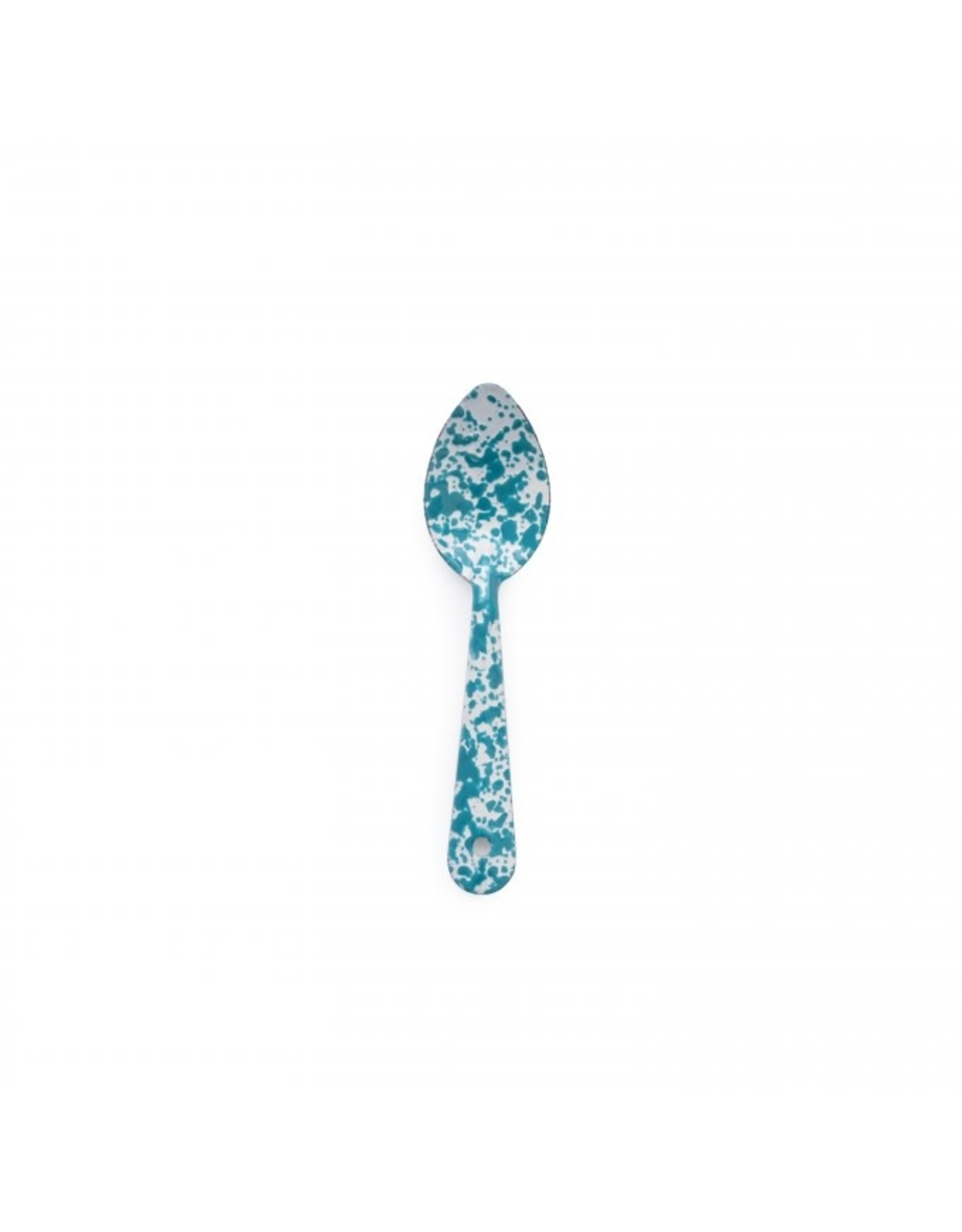 Enamelware 8" Medium Serving Spoon Splatterware Turquoise