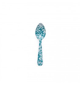 Enamelware 8" Medium Serving Spoon Splatterware Turquoise