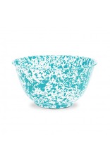 Enamelware 5 qt Large Salad Bowl Splatterware Turquoise