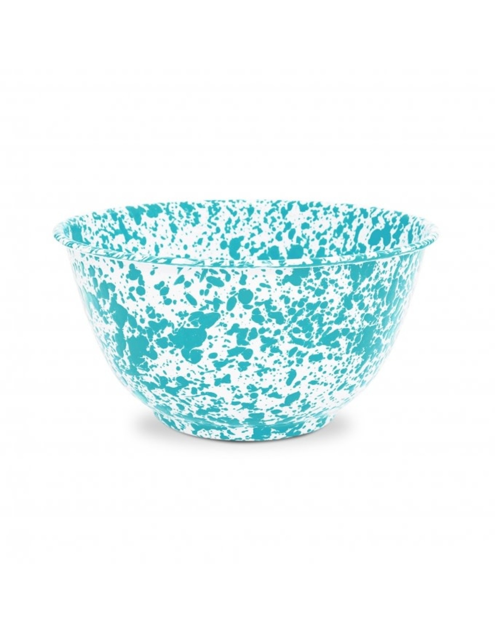 Enamelware 5 qt Large Salad Bowl Splatterware Turquoise