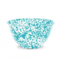 Enamelware 5 qt Large Salad Bowl Splatterware Turquoise