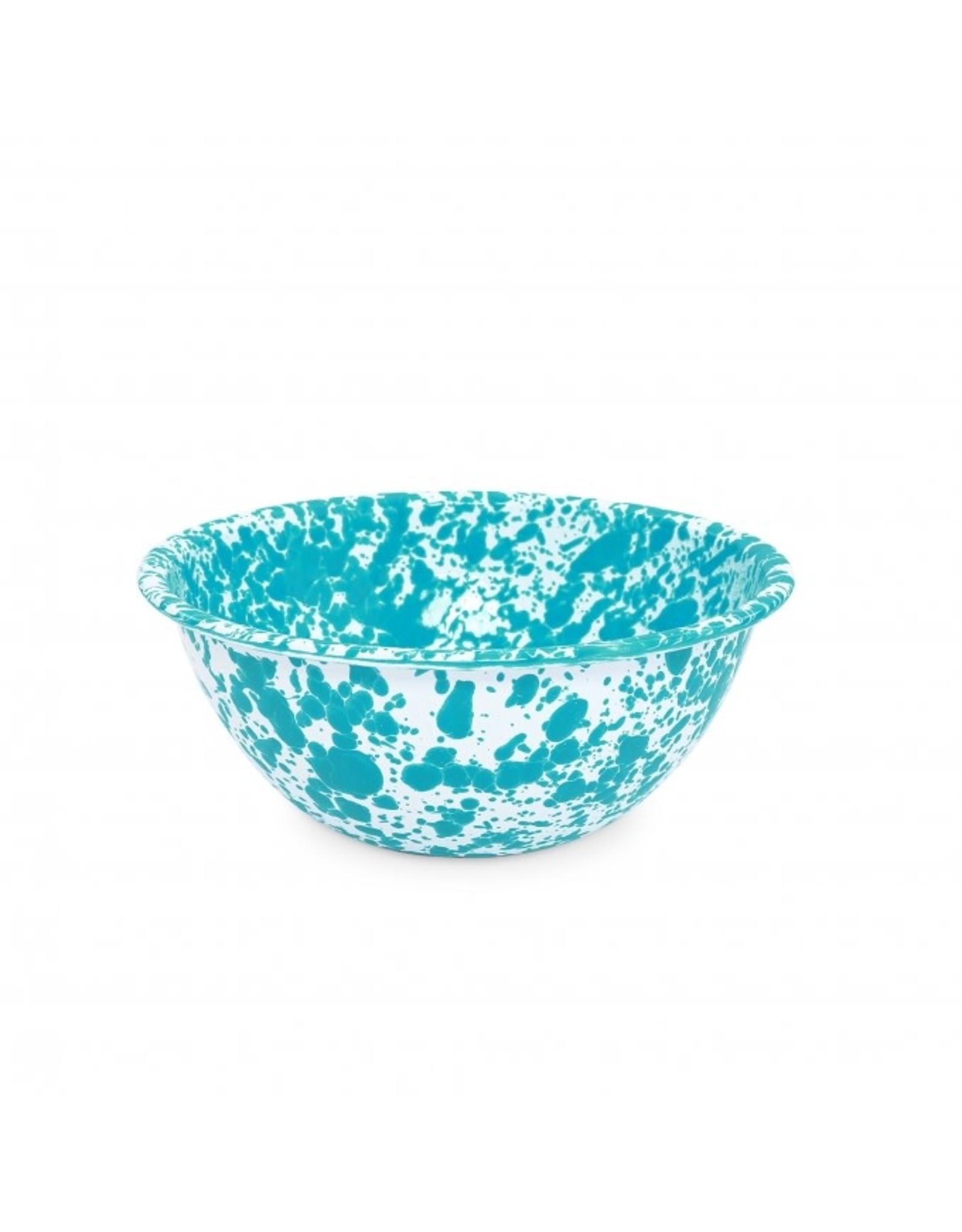 Enamelware  1.5 qt Small Serving Bowl Splatterware Turquoise