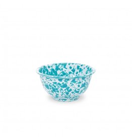 Turquoise Marble Splatter 14 oz Small Footed Bowl