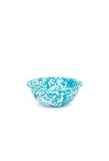 Enamelware Cereal Bowl Splatterware Turquoise