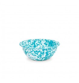 Enamelware Cereal Bowl Splatterware Turquoise