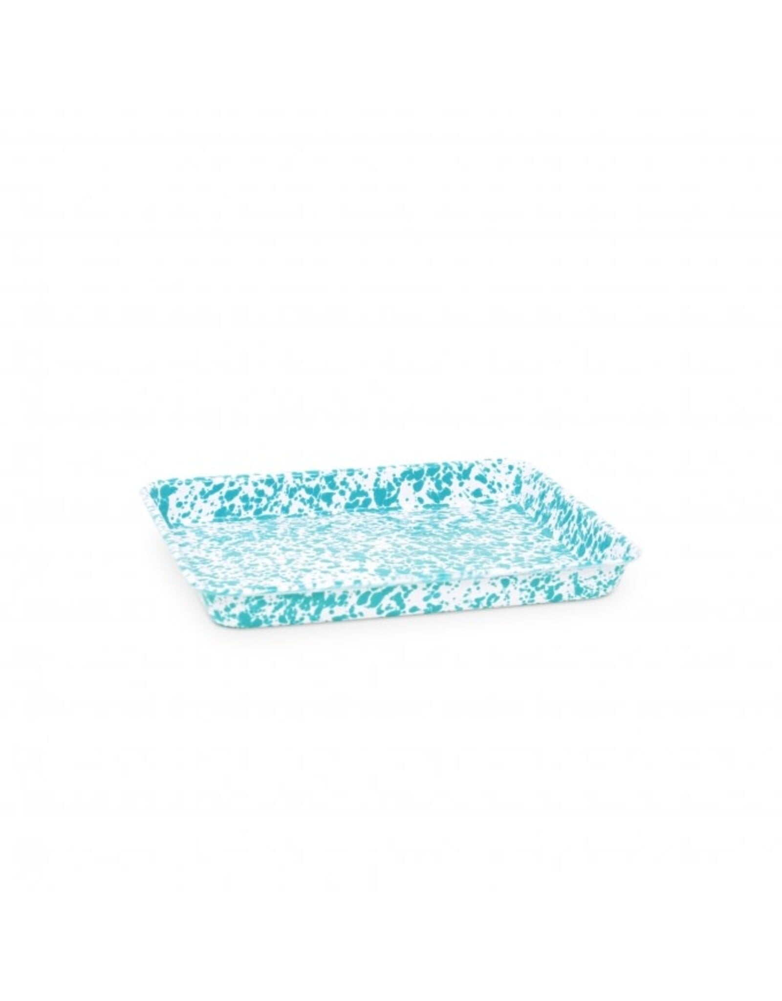 Enamelware Small Rectangle Tray Splatterware Turquoise