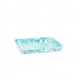 Enamelware Small Rectangle Tray Splatterware Turquoise