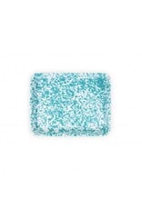 Enamelware Small Rectangle Tray Splatterware Turquoise