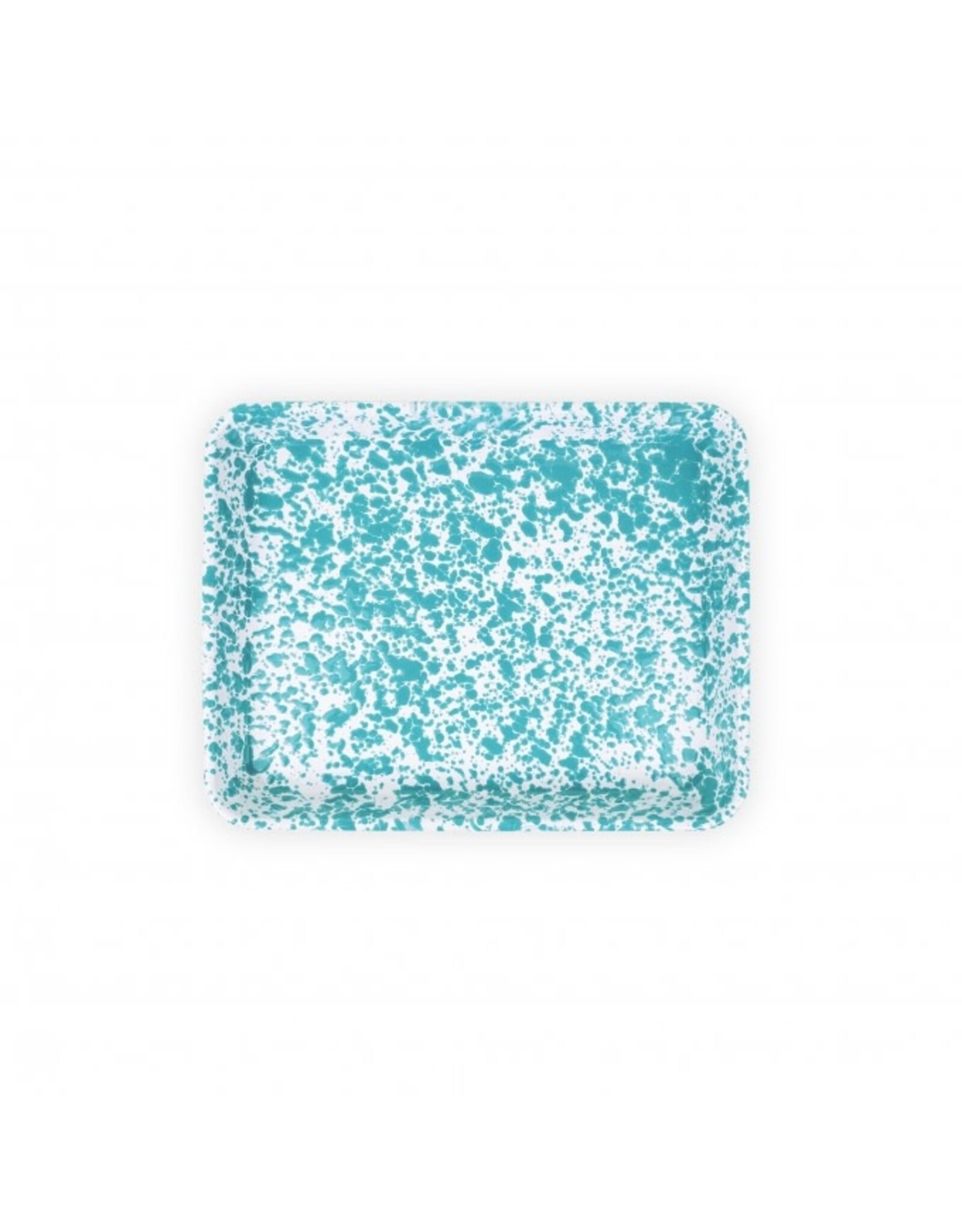 Enamelware Small Rectangle Tray Splatterware Turquoise