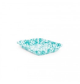 Enamelware Small Roasting Pan Splatterware Turquoise