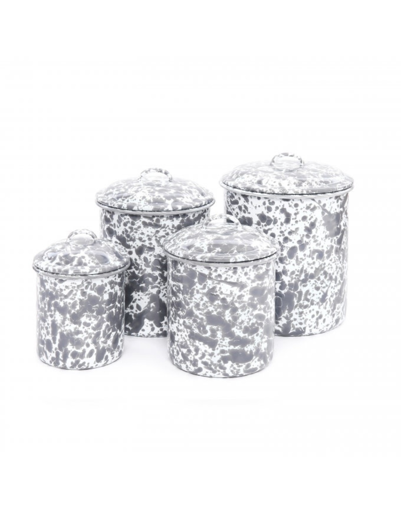 Enamelware 4-pc Canister Set Splatterware Grey
