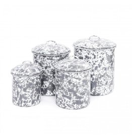 Enamelware 4-pc Canister Set Splatterware Grey