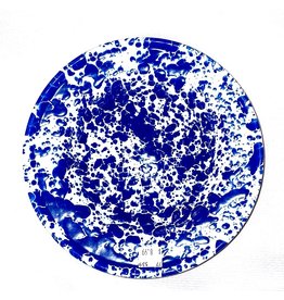 Enamelware Raised Salad Plate Splatterware Blue