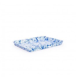 Enamelware Small Rectangle Tray Splatterware Blue