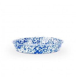Enamelware Cocktail Tray/Deep Dish Pizza Pan Splatterware Blue