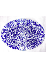 Enamelware Oval Plate Splatterware Blue