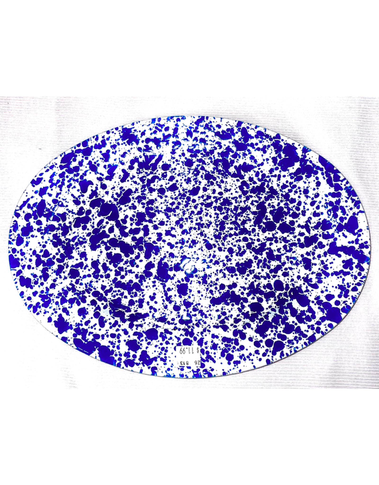 Enamelware Oval Plate Splatterware Blue