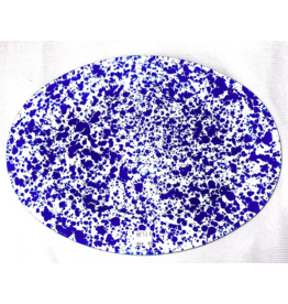 Enamelware Oval Plate Splatterware Blue