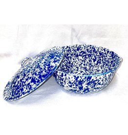 Blue Marble Splatter Round Covered Casserole Dish
