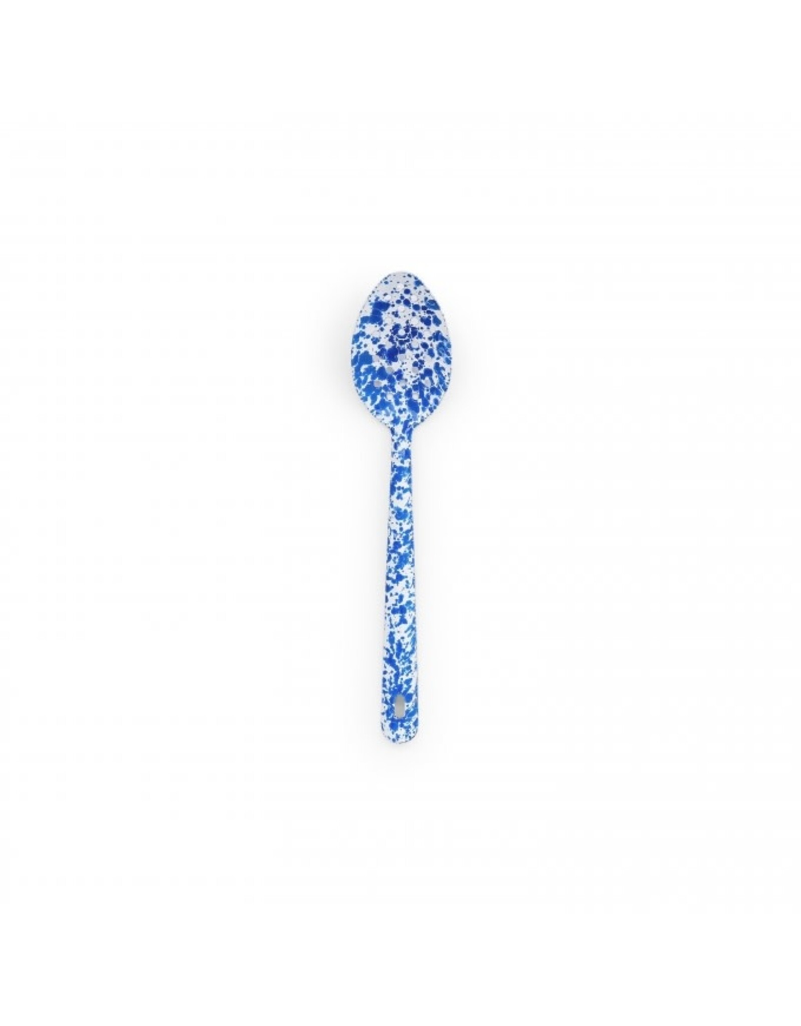 Enamelware 12" Slotted Spoon Splatterware Blue