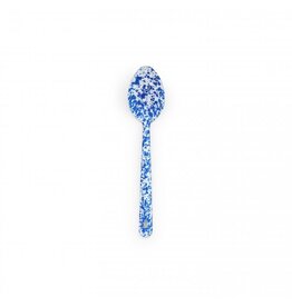 Enamelware 12" Slotted Spoon Splatterware Blue