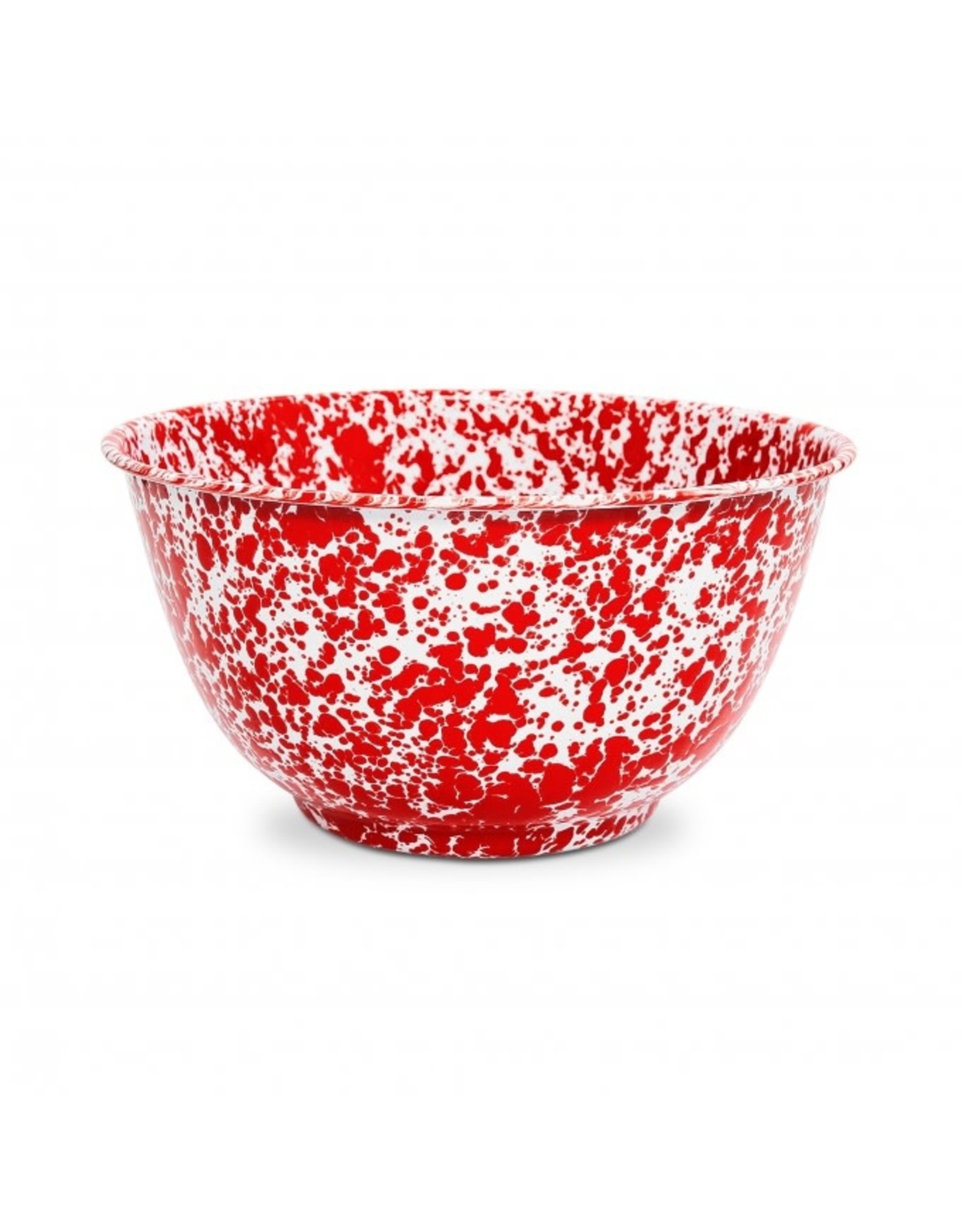 Enamelware Large Salad Bowl Splatterware Red