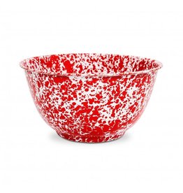 Enamelware Large Salad Bowl Splatterware Red