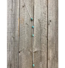J.Forks White Seed Bead and Imperial Jasper Lariat Necklace