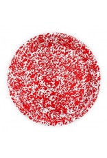 Enamelware 20" Round Tray Splatterware Red