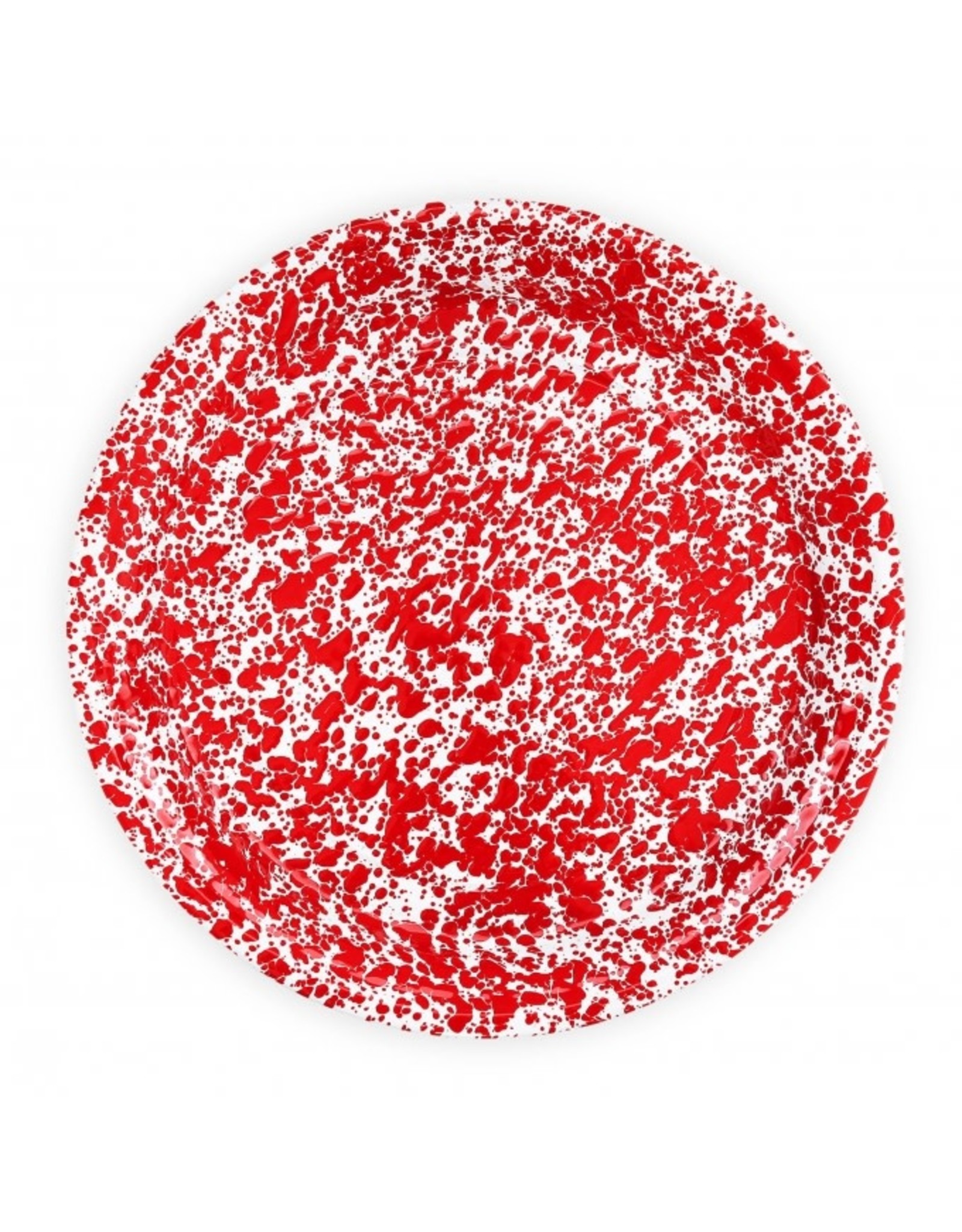 Enamelware 20" Round Tray Splatterware Red
