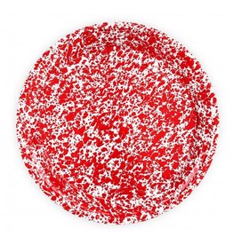 Enamelware 20" Round Tray Splatterware Red