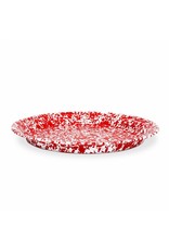 Enamelware 20" Round Tray Splatterware Red