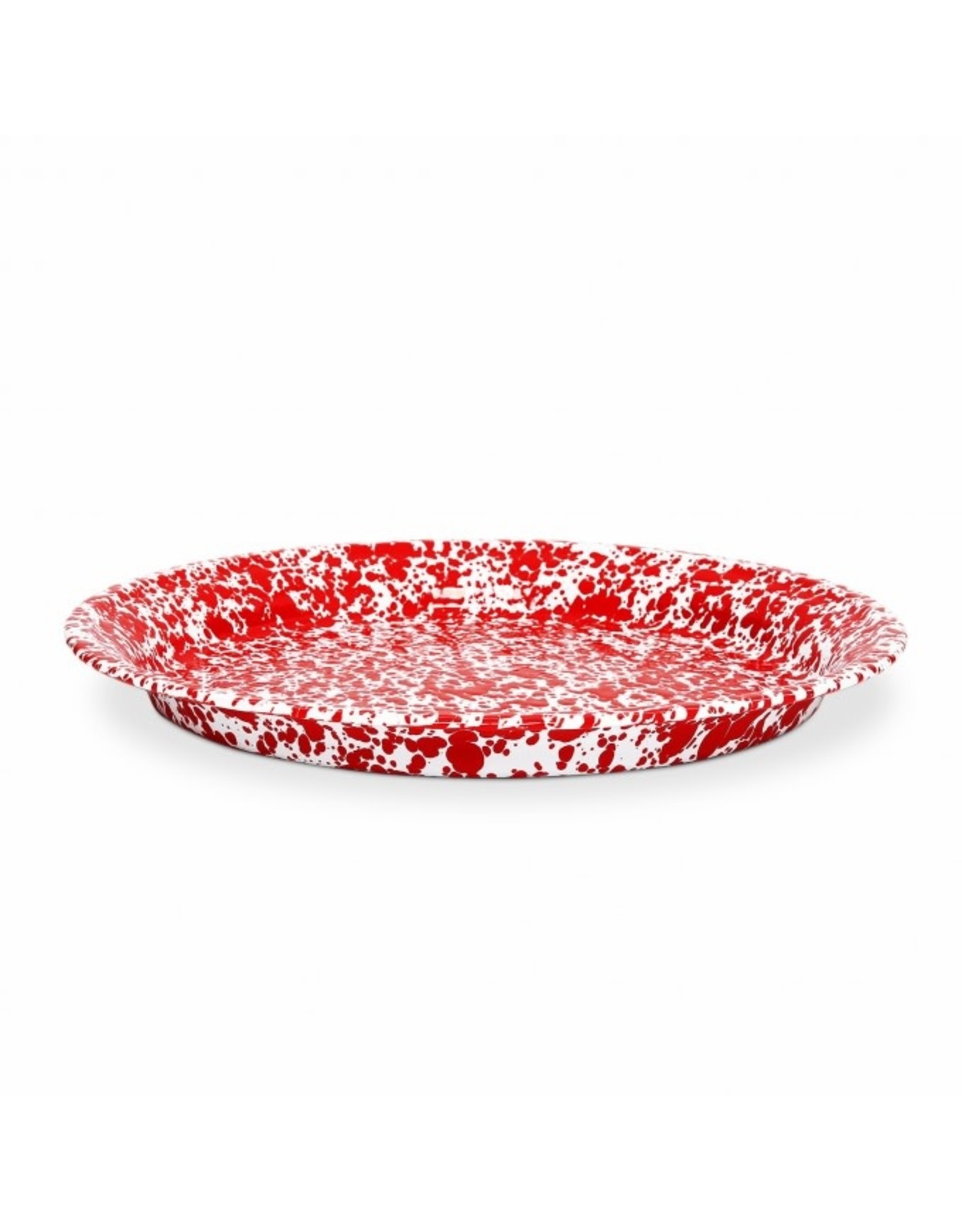 Enamelware 20" Round Tray Splatterware Red