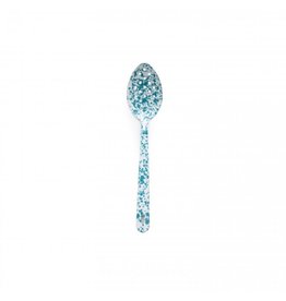 Enamelware 12" Large Slotted Spoon Splatterware Turquoise