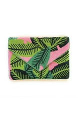 Pink/Green Palm Leaf Clutch