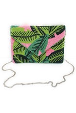 Pink/Green Palm Leaf Clutch