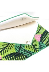 Pink/Green Palm Leaf Clutch