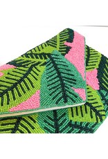 Pink/Green Palm Leaf Clutch