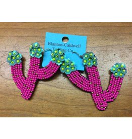Beaded Cactus Earrings w/ Flower Top