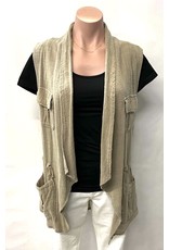 Khaki Linen Vest with Pockets