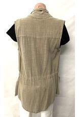 Khaki Linen Vest with Pockets