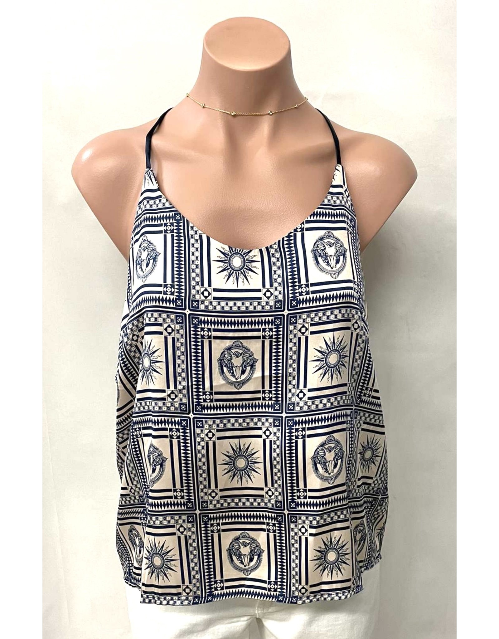 Fun Print Spaghetti Straps Halter Top