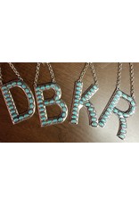 Turquoise Initial Necklace w/ Earrings