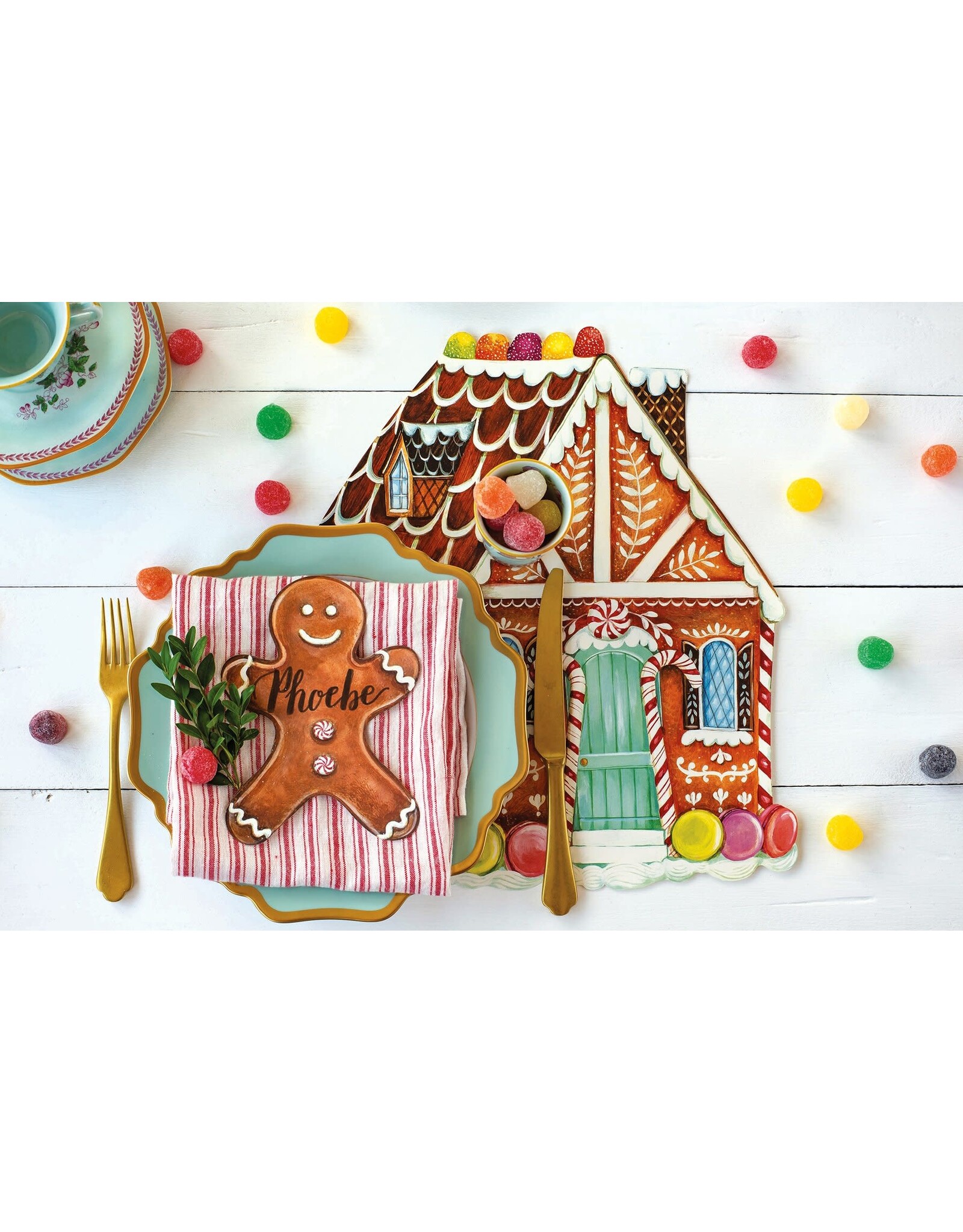 Hester & Cook Die-Cut Gingerbread House Coloring Placemat - Set of 12