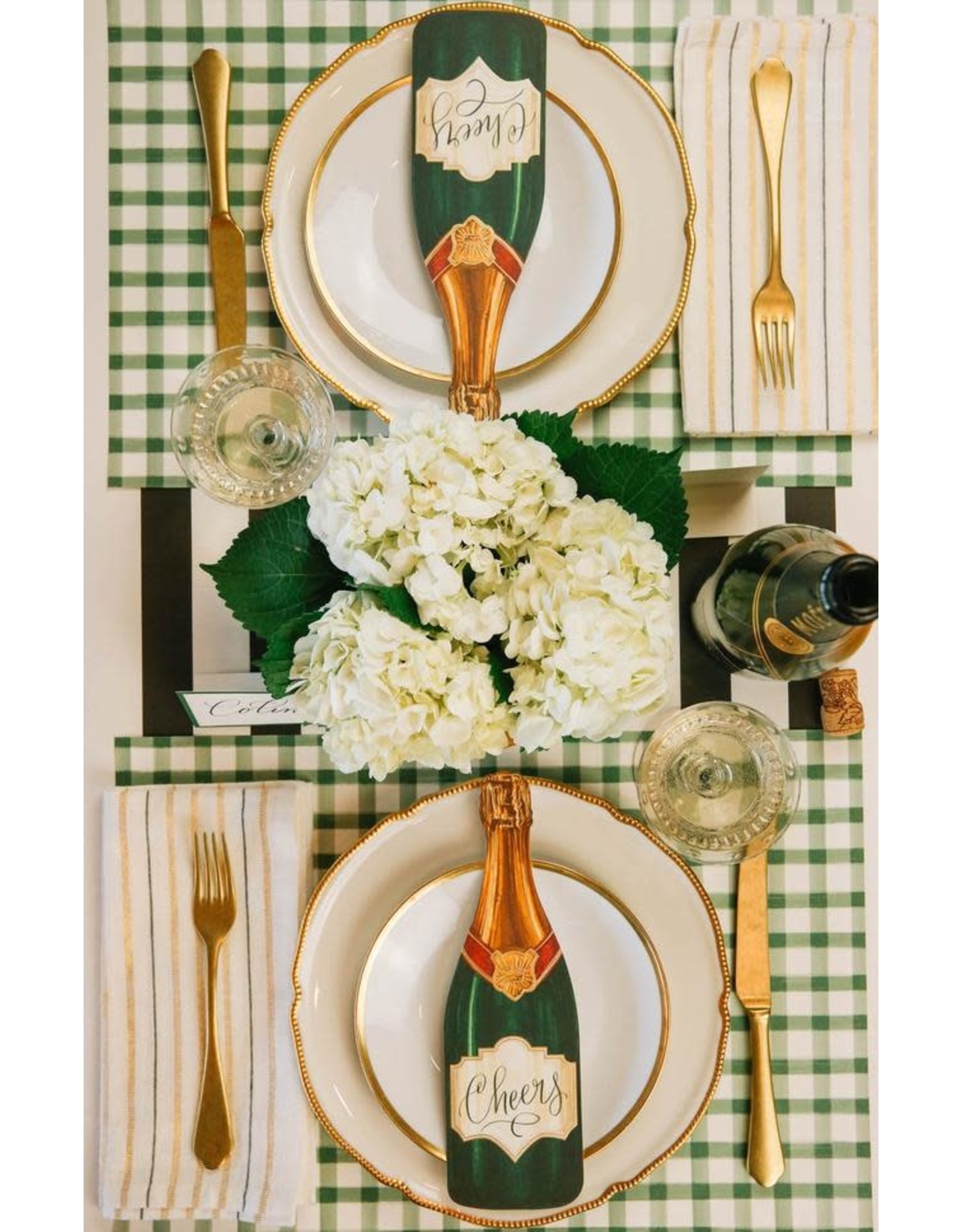 Hester & Cook Dark Green Painted Check Placemat - 24 Sheets