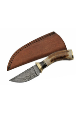 Damascus Stag Horn Skinner with Sheath